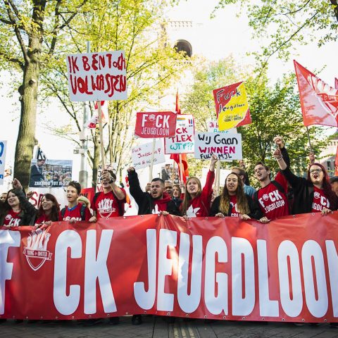 Demonstratie tegen jeugdloon