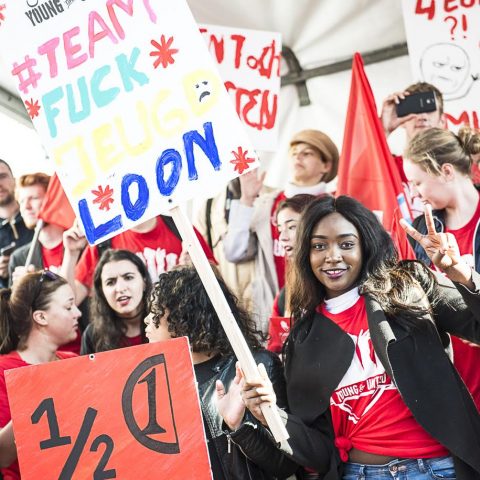 Demonstratie tegen jeugdloon